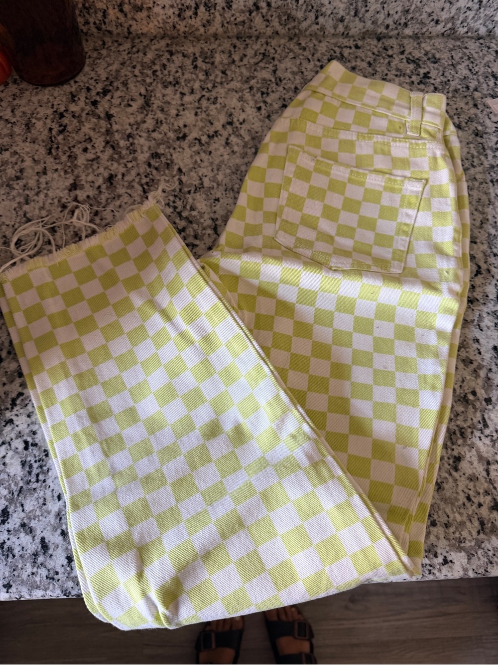 PacSun Green and White Checkerboard Jeans